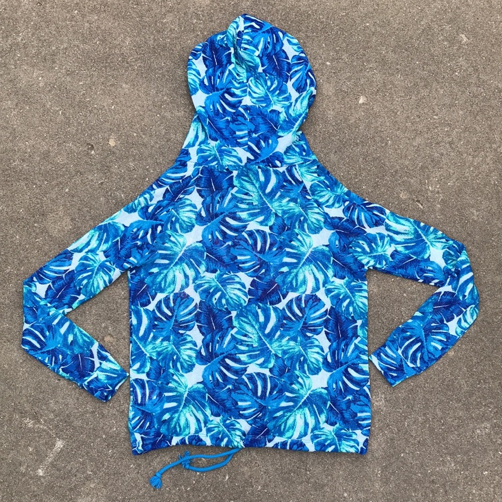 Derek Heart thin knit hoodie with palm leaf print —Juniors - Picture 2 of 3